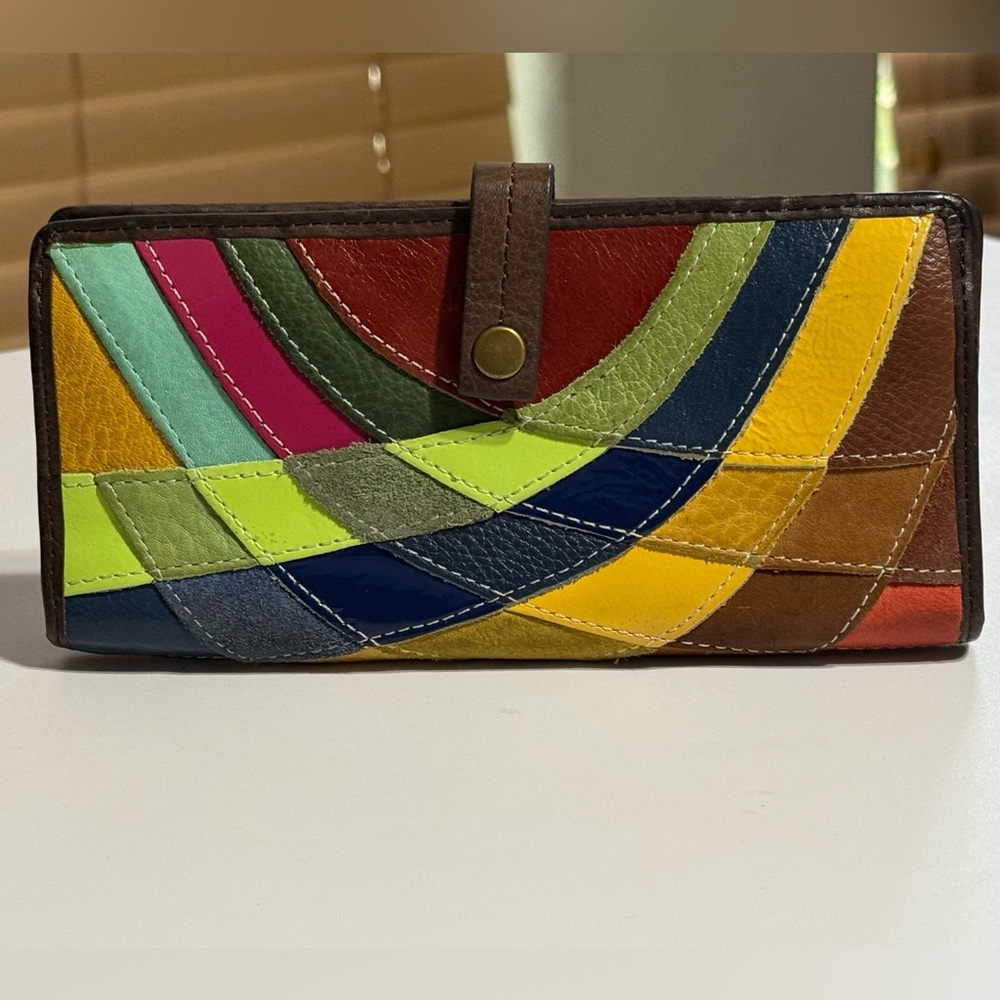 Multicolor Wallet Patchwork Leather Snap Wallet